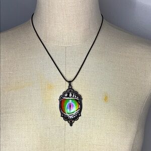 NWT Victorian Gothic reptile evil eye blacktone wax rope chain pendant necklace